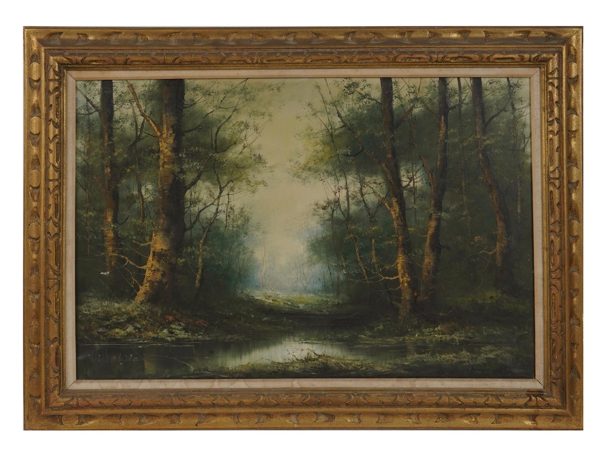 FOREST LANDSCAPE OIL PAINTING BY ROBERT WALLINGER PIC-0